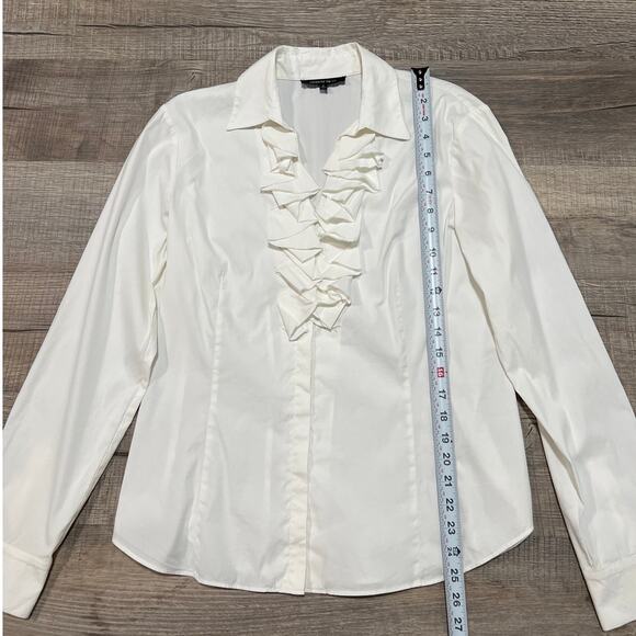 Lafayette 148 Ruffle Button Up Professional Shirt Size 6 Modern Contemporary Top - Picture 8 of 8